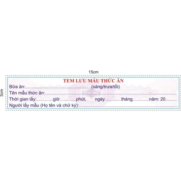 tem lưu mẫu thức ăn
